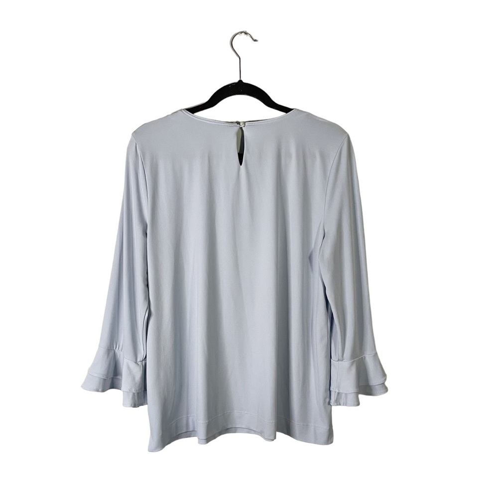 Karl Lagerfeld Light Blue Designer Bell Sleeve Office Business Casual Blouse Lg - Picture 3 of 7